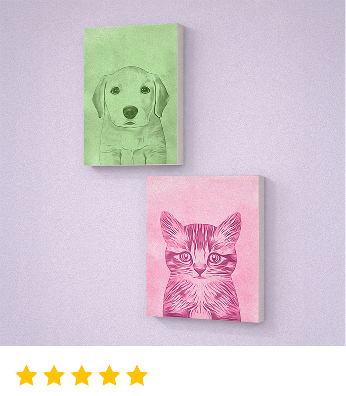 Modern minimalist custom pet portraits for stylish home decor