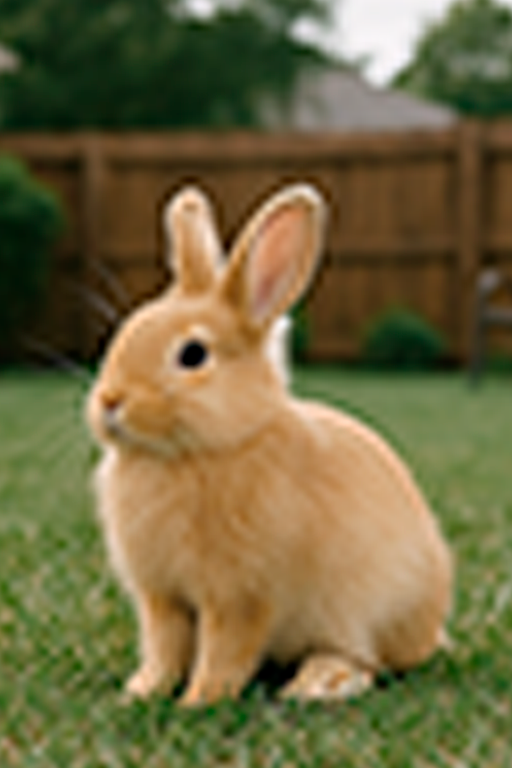 Low-resolution photo of a rabbit where fine details are lost — a common issue that affects the final quality of a custom pet portrait at Pincel Pencil.