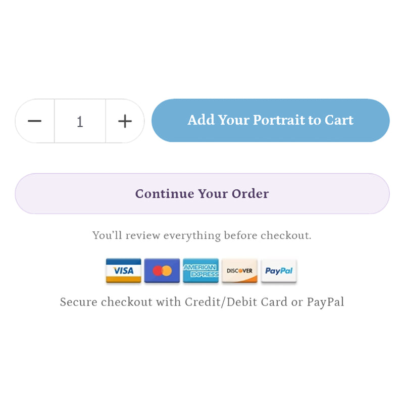 Add custom pet portrait to cart step in the ordering process