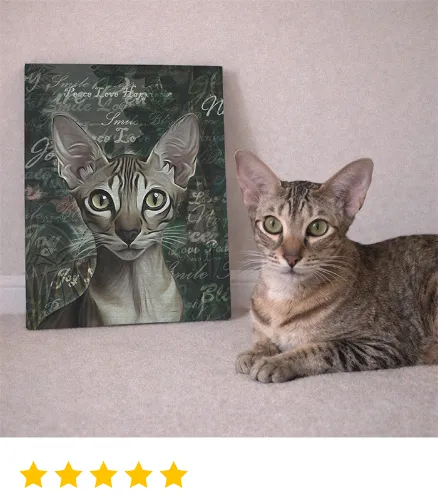 Custom oriental cat portrait with expressive details and artistic background