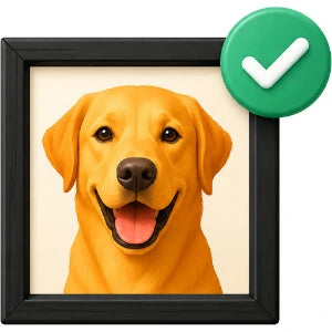 Custom pet portrait framed wall art – personalized dog portrait from photo for home decor