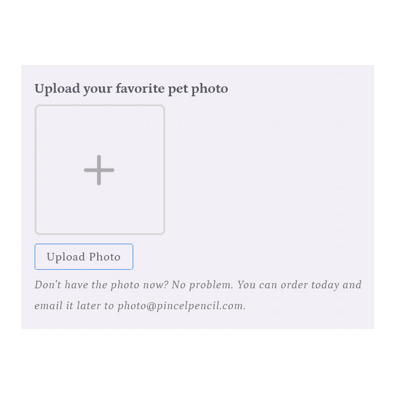 Upload your pet photo to start creating a custom pet portrait from photo